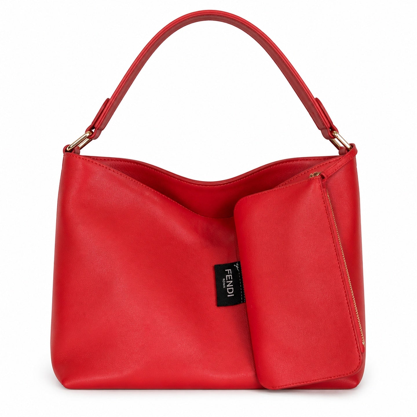 Fendi Sunshine Embroidered Leather Red Tote Bag