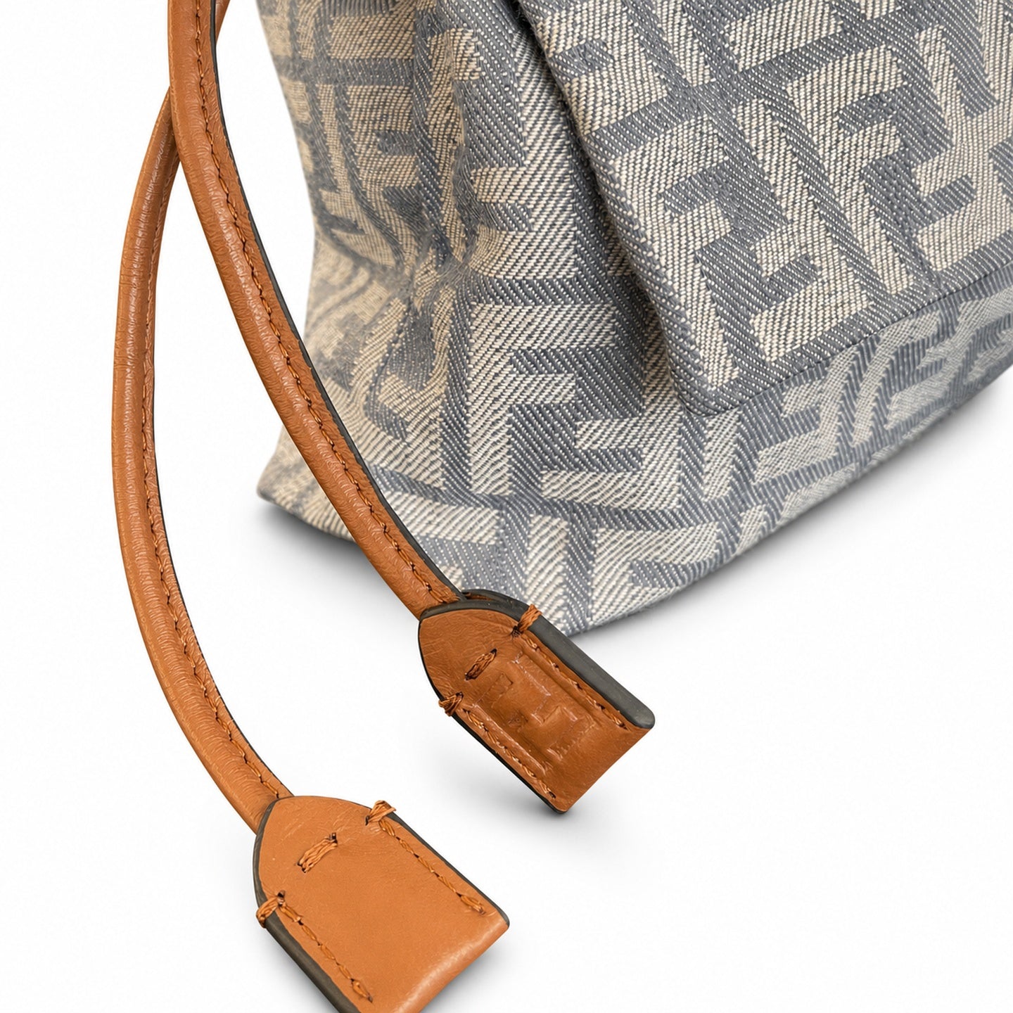 Fendi Mama Baguette Embroidered Denim Leather Gray Brown Blue Bag