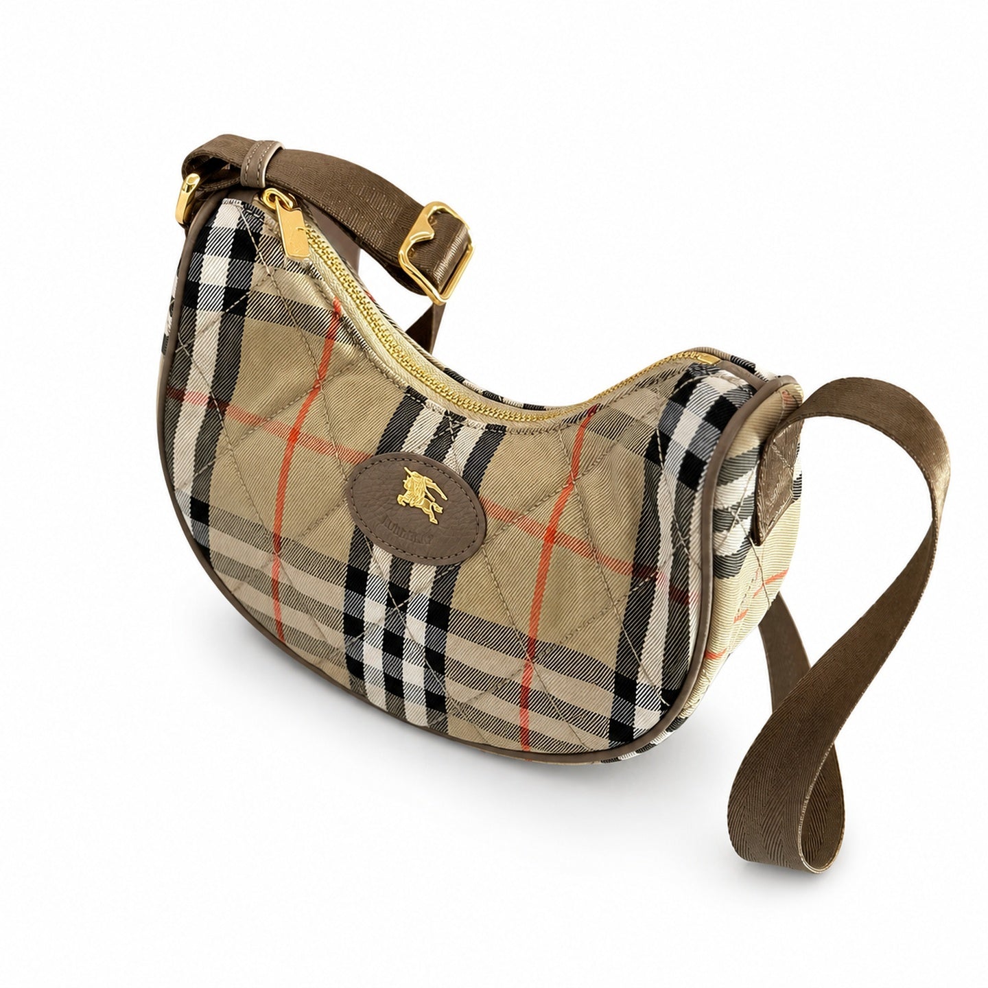 Burberry Horseshoe Quilted Check Crossbody Bag