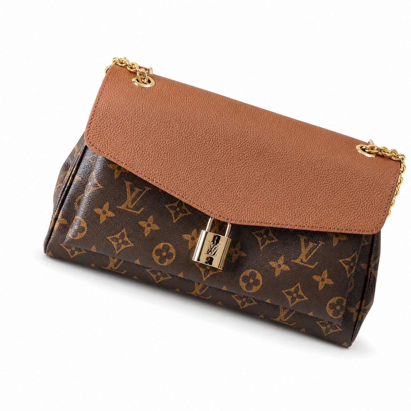 Louis Vuitton Canvas Leather Brown Gold Handbag