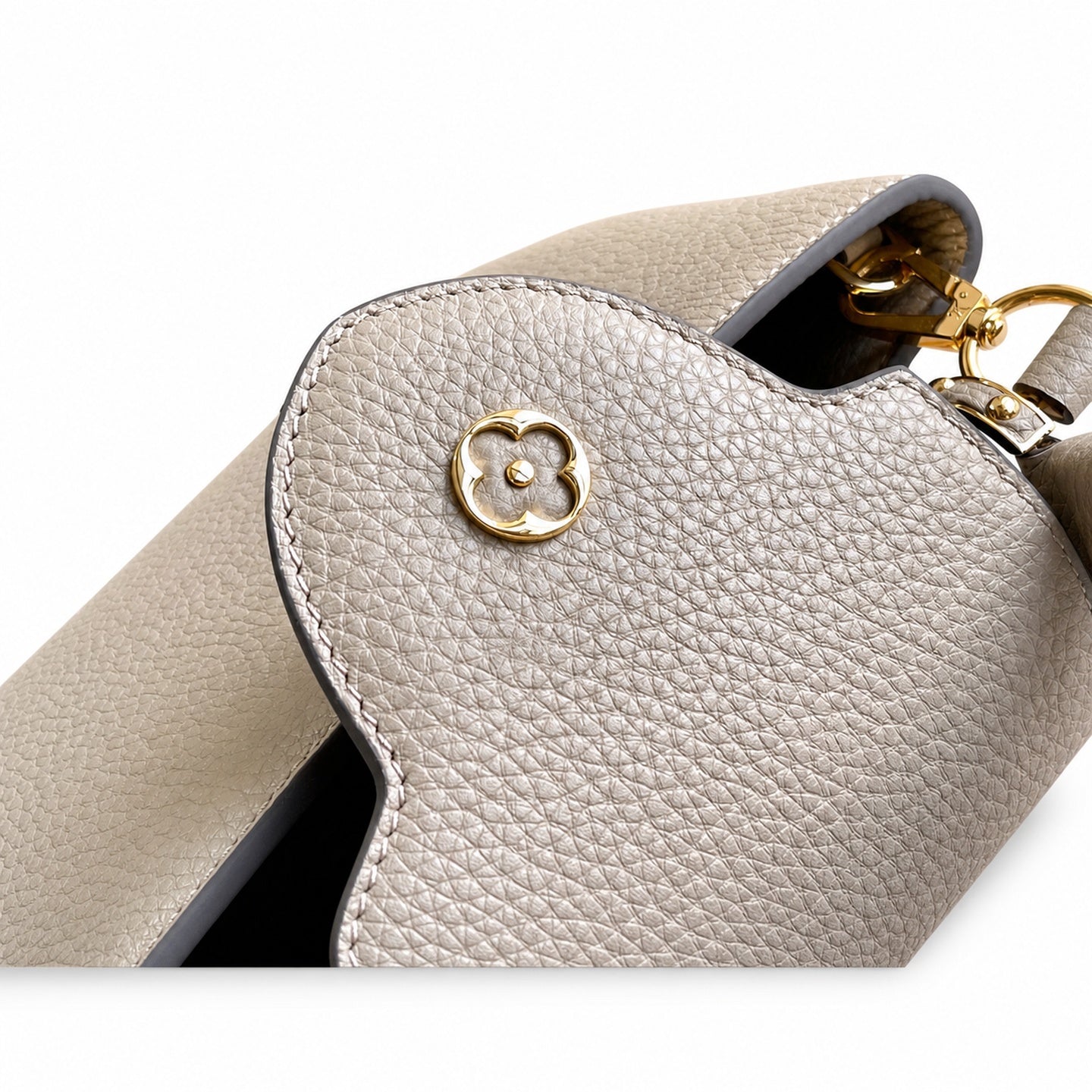 Louis Vuitton Capucines Small Leather Gray Gold Handbag