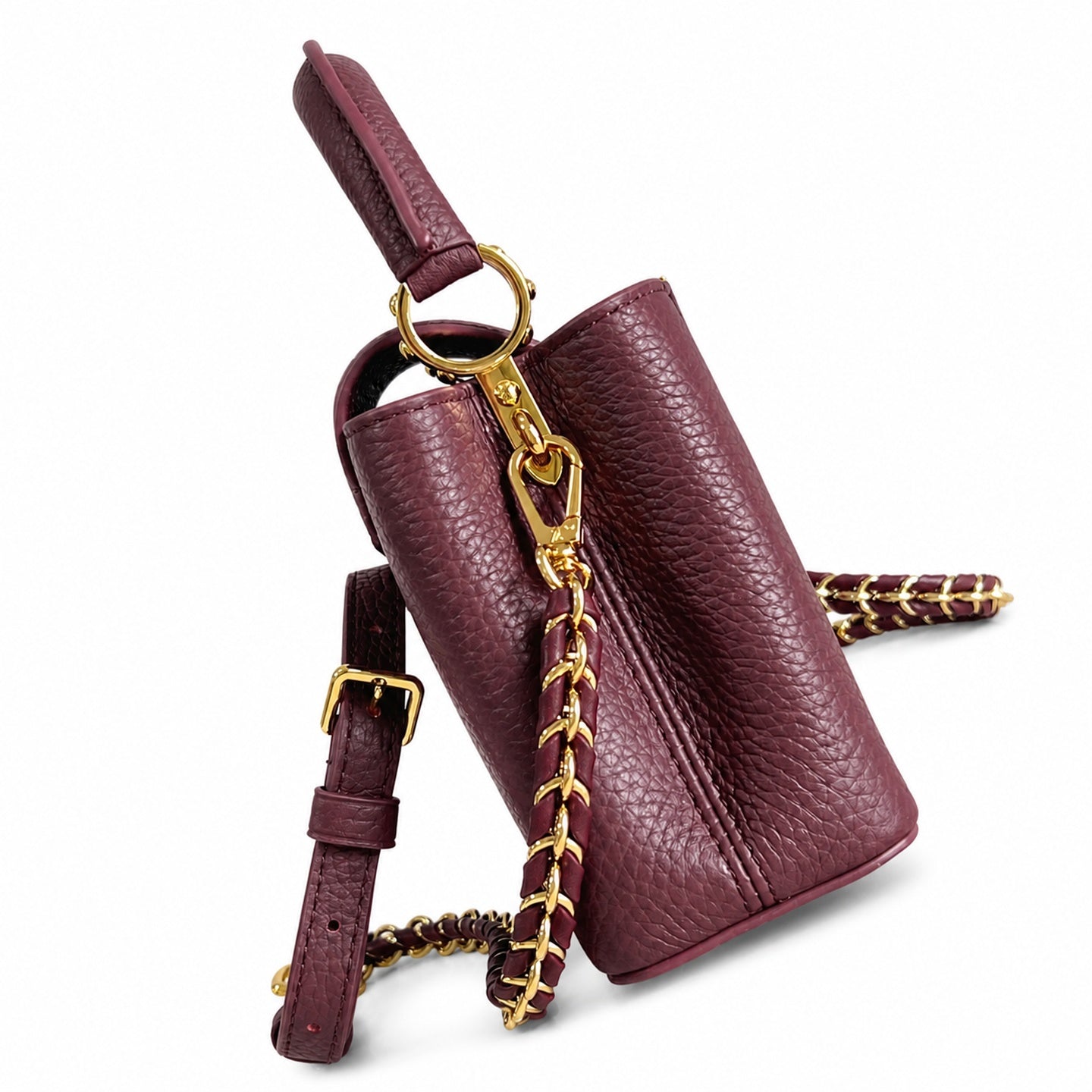 Louis Vuitton Capucines Mini Leather Burgundy Handbag