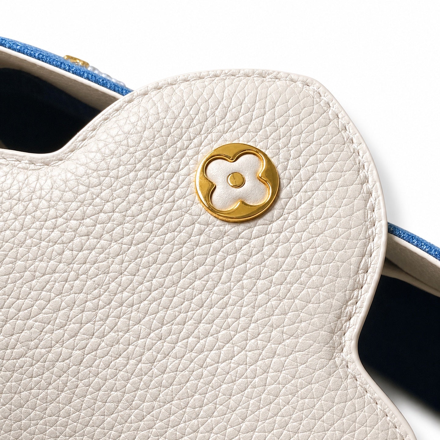 Louis Vuitton Capucines Embroidered Denim Leather White Handbag