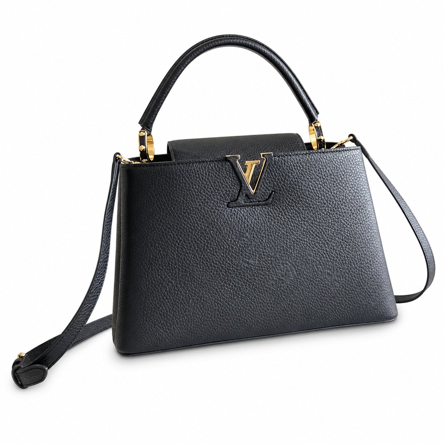Louis Vuitton Capucines Medium Snakeskin Leather Black Gold Handbag