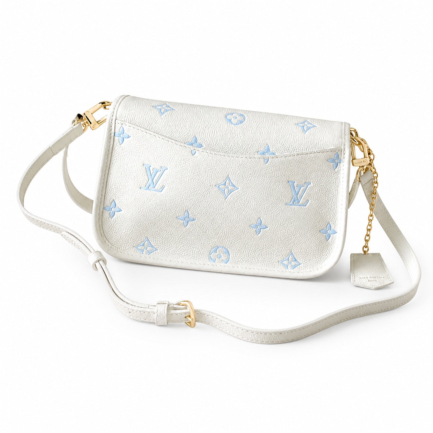 Louis Vuitton Diane Small Leather White Blue Gold Handbag