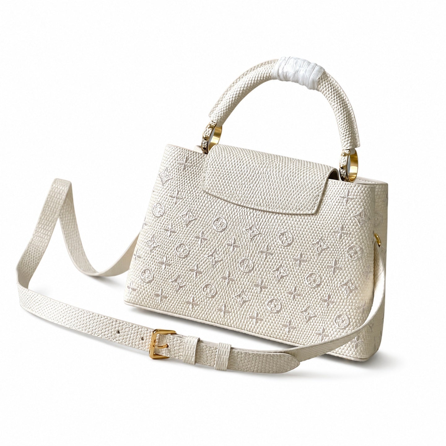 Louis Vuitton Capucines Embroidered Leather White Handbag