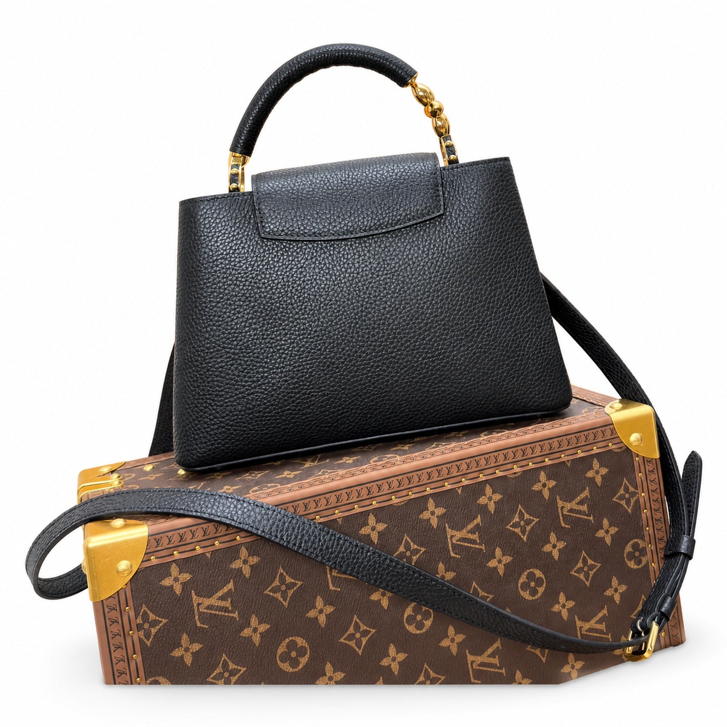 Louis Vuitton Capucines Leather Black Handbag