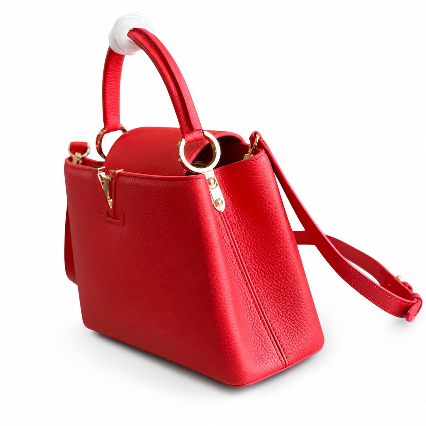 Louis Vuitton Capucines Medium Snakeskin Leather Red Gold Handbag