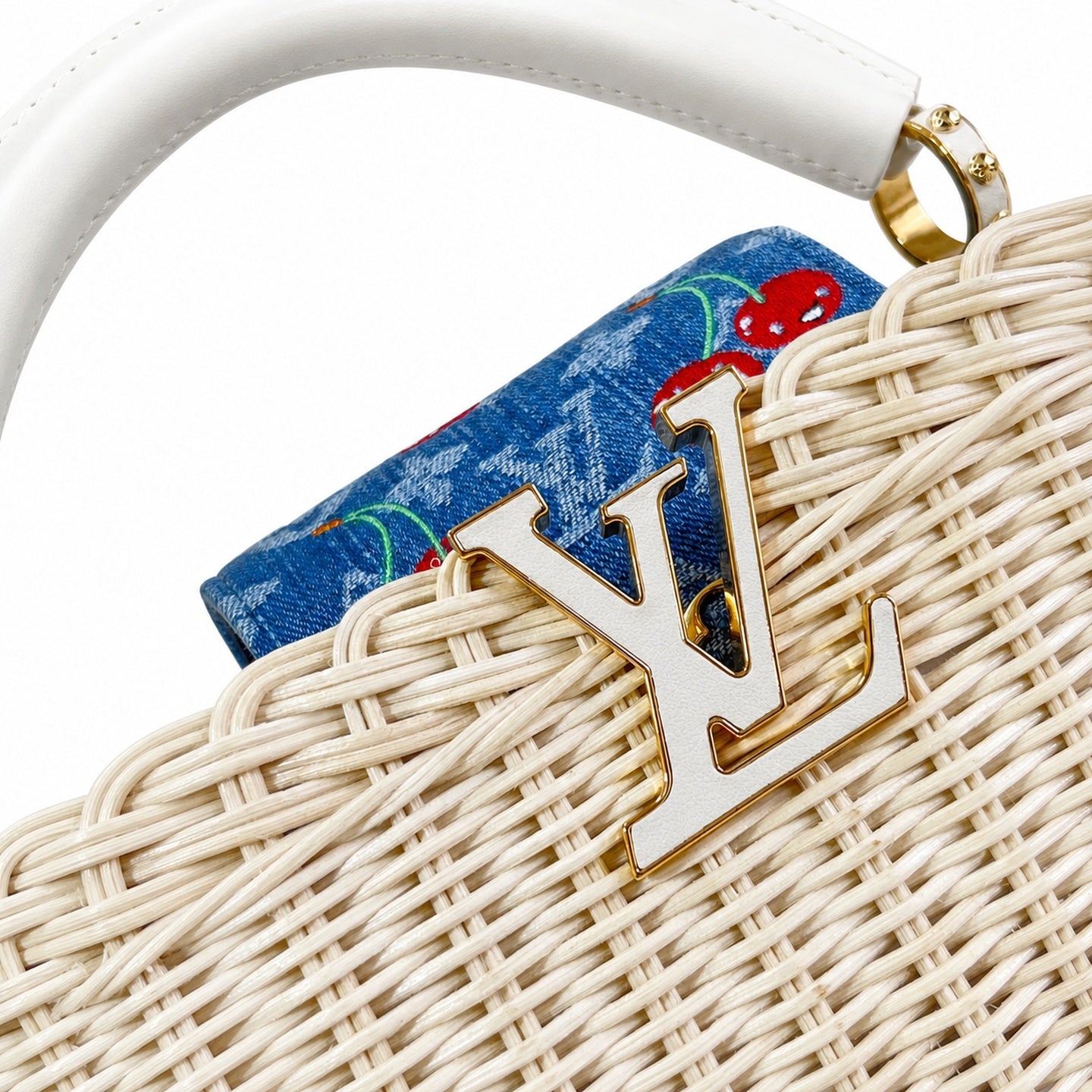 Louis Vuitton Capucines Takashi Murakami Mini White Handbag