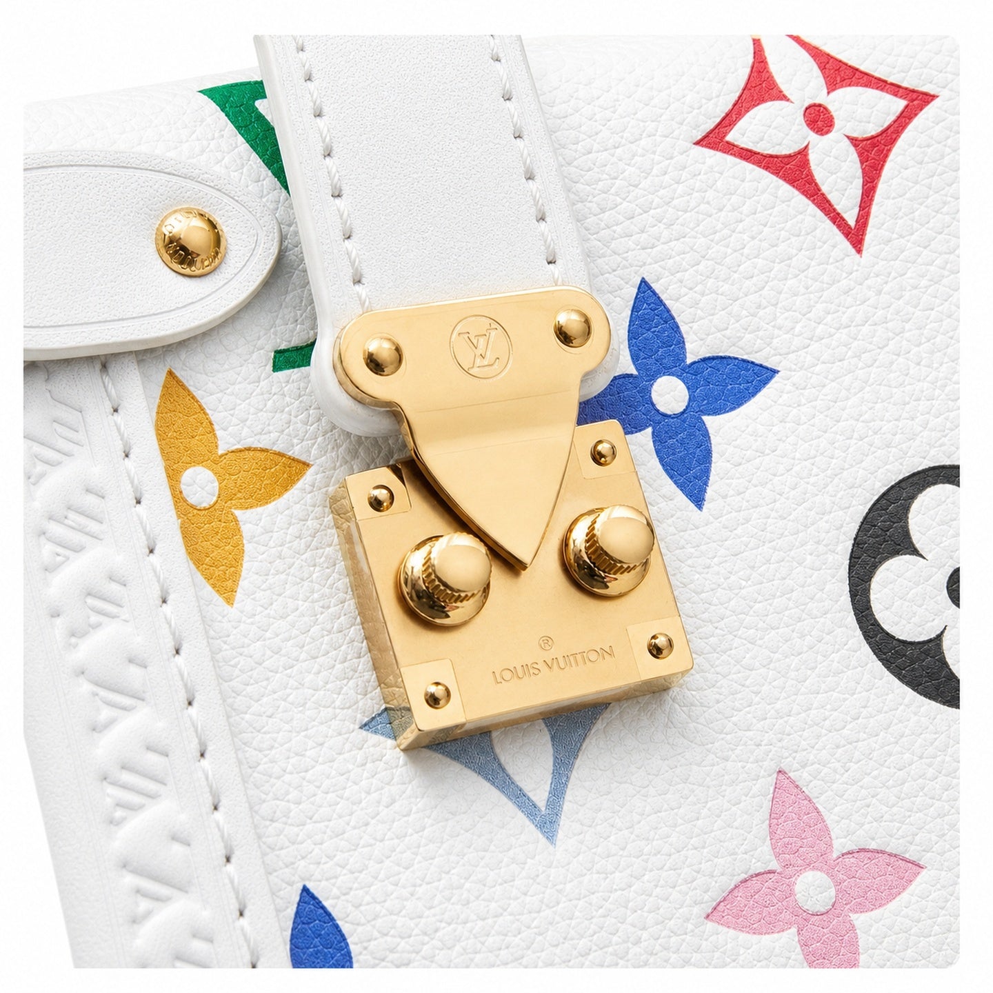 Louis Vuitton Side Trunk Medium Leather White Handbag