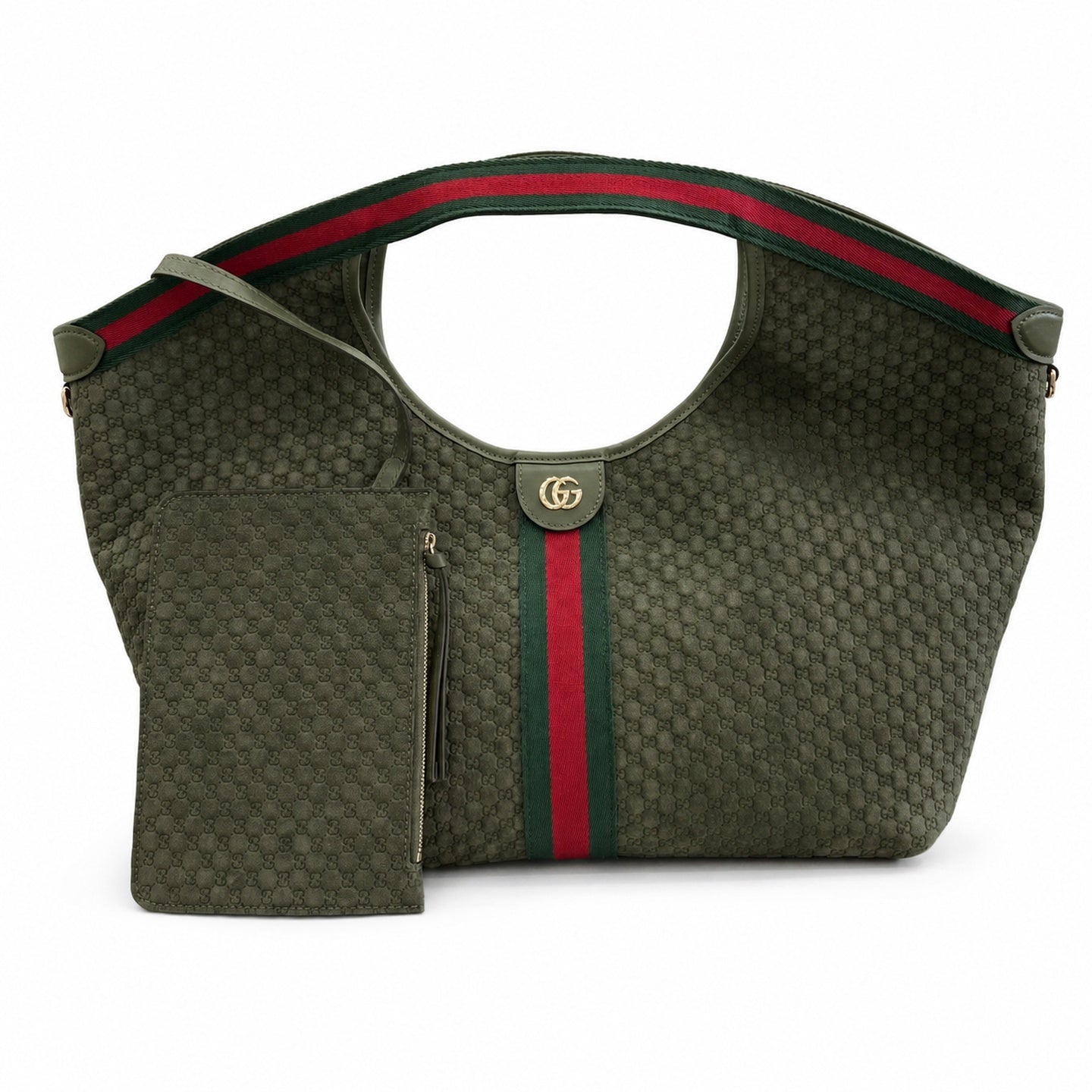 Gucci Giglio Cotton Suede Canvas Velvet Red Green Gold Handbag