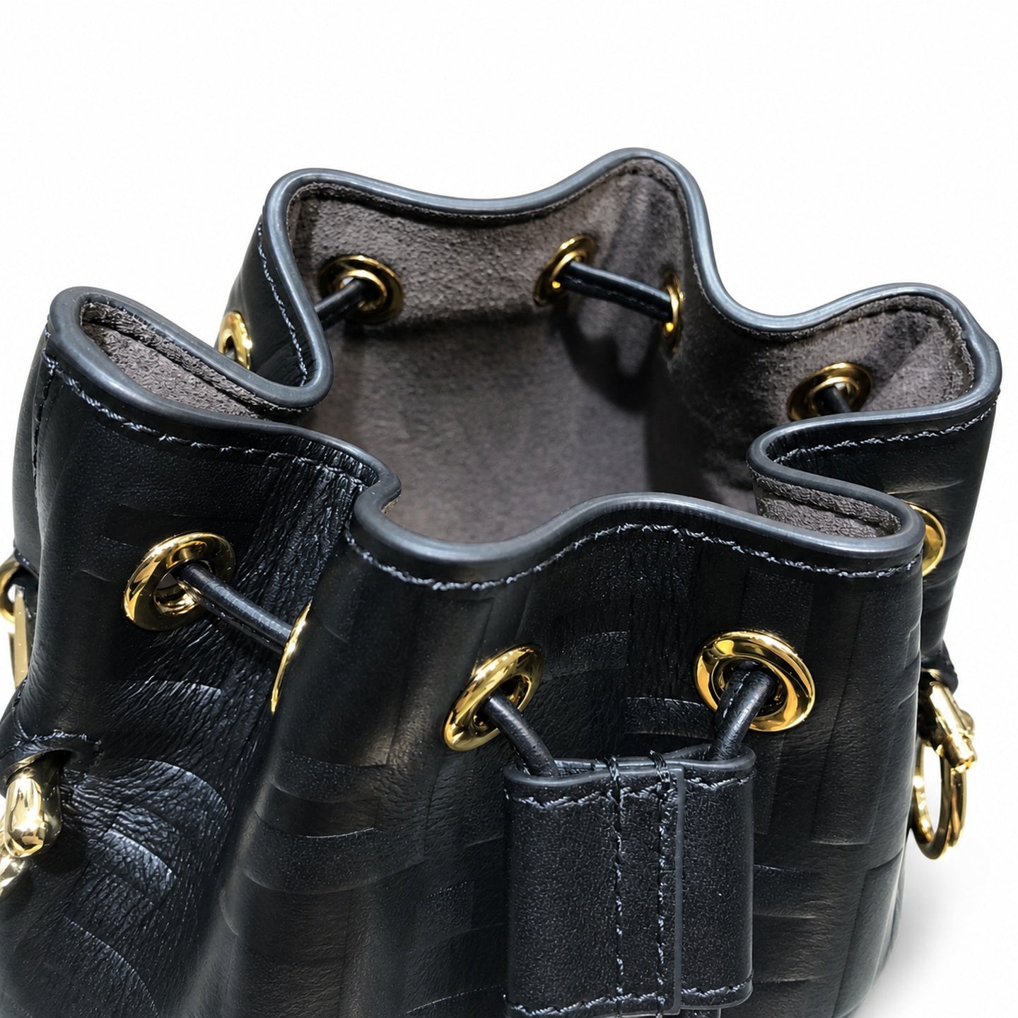 Fendi Mon Tresor Small Leather Black Bucket Bag