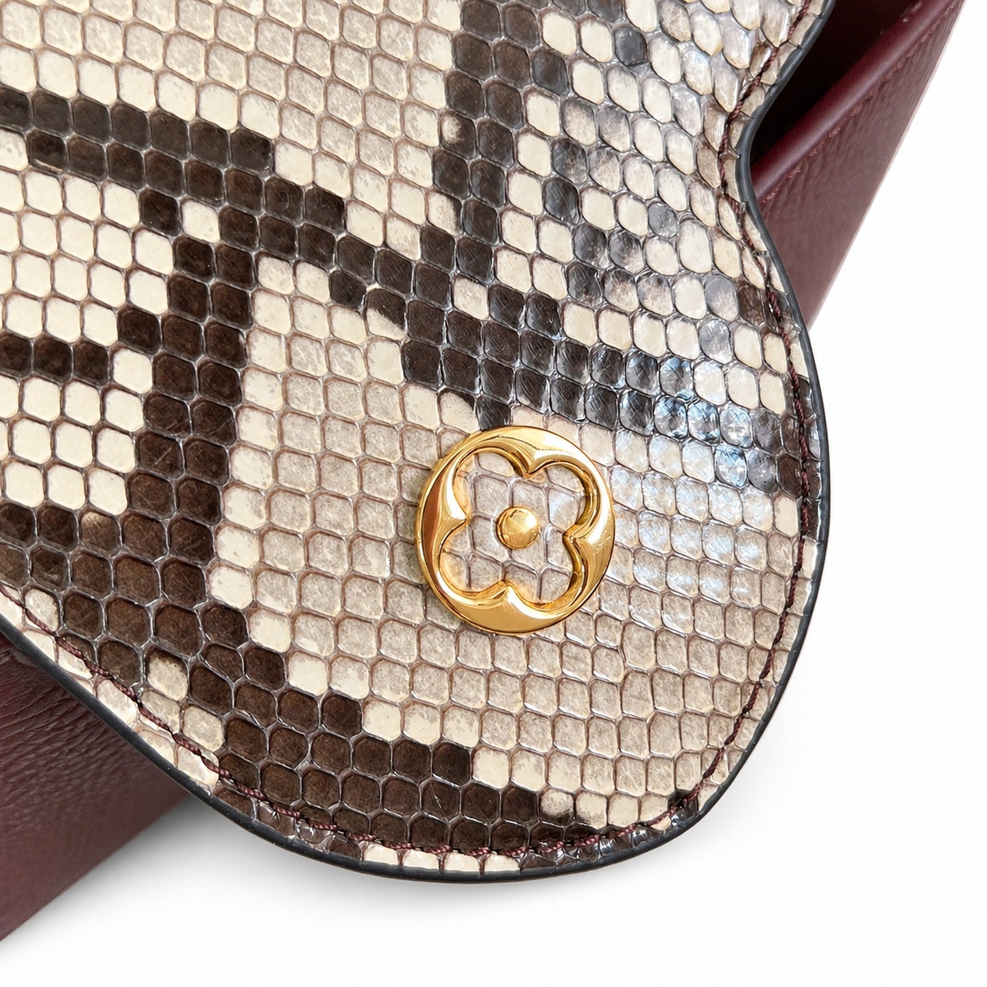 Louis Vuitton Capucines Small Snakeskin Leather Burgundy Handbag