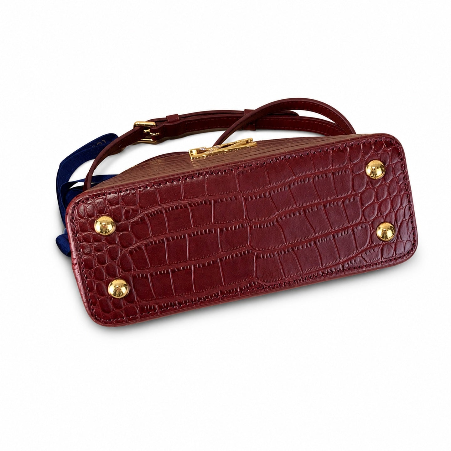 Louis Vuitton Capucines Mini Croc-Embossed Leather Burgundy Handbag
