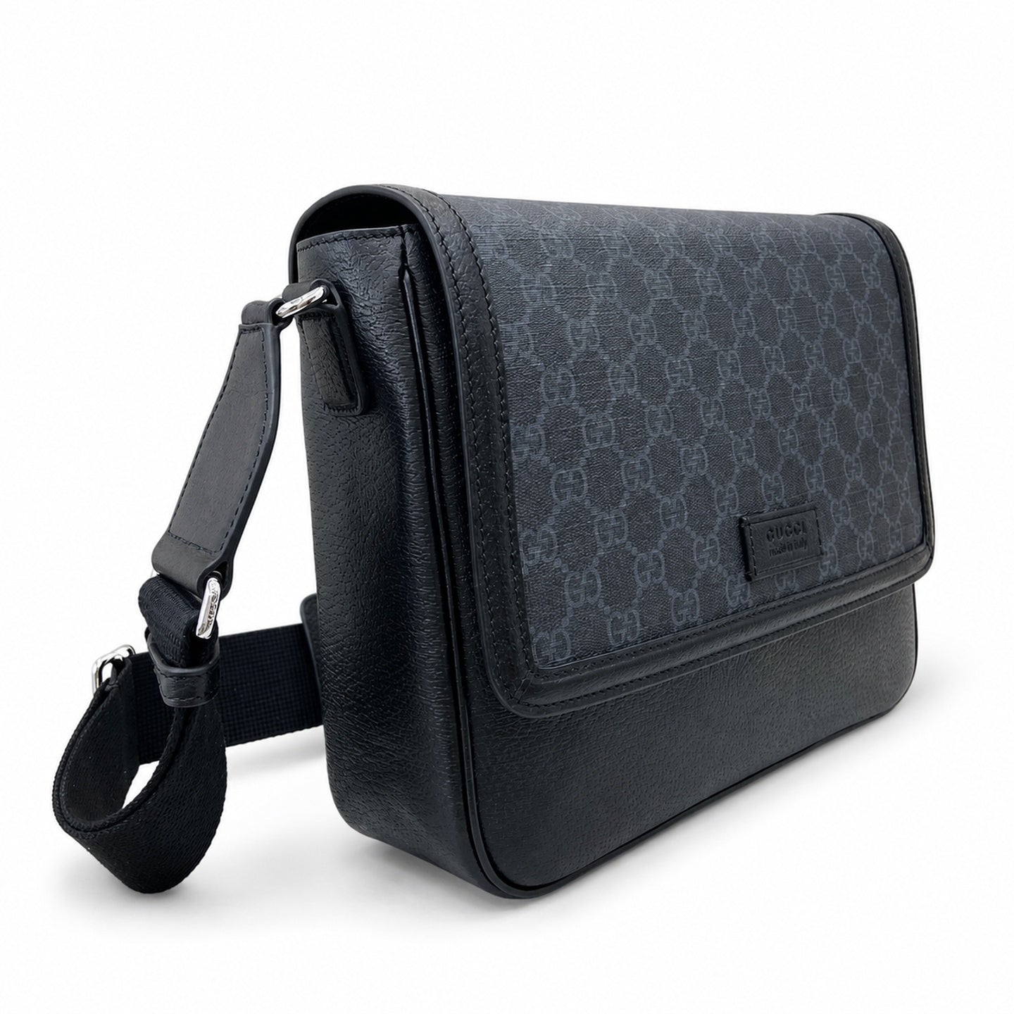 Gucci Supreme Mini Cotton Canvas Leather Black Green Crossbody Bag