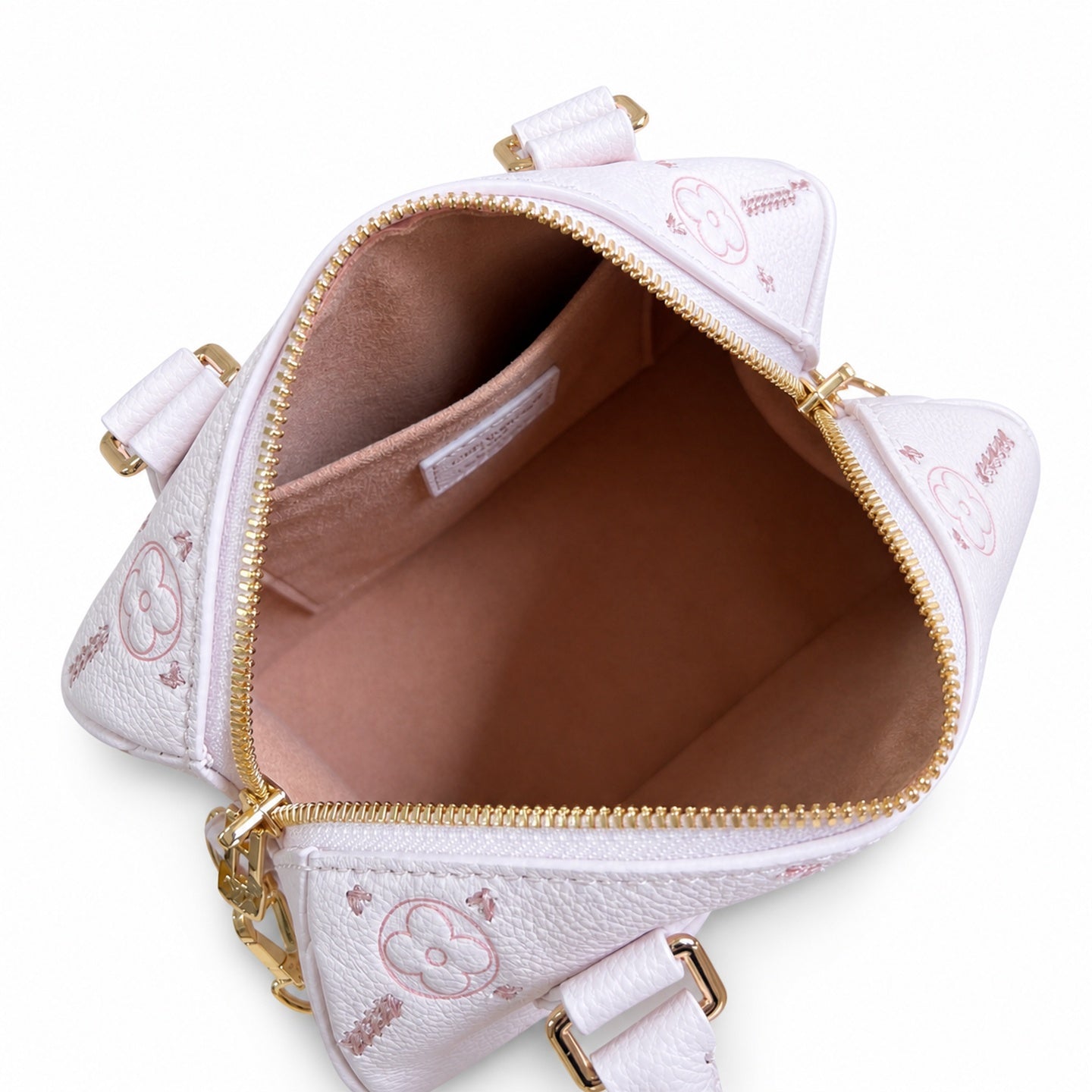 Louis Vuitton Speedy Bandouliere Embroidered Leather Pink Handbag