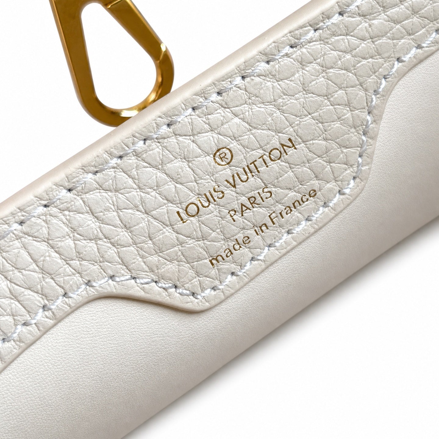 Louis Vuitton Capucines Leather White Gold Handbag
