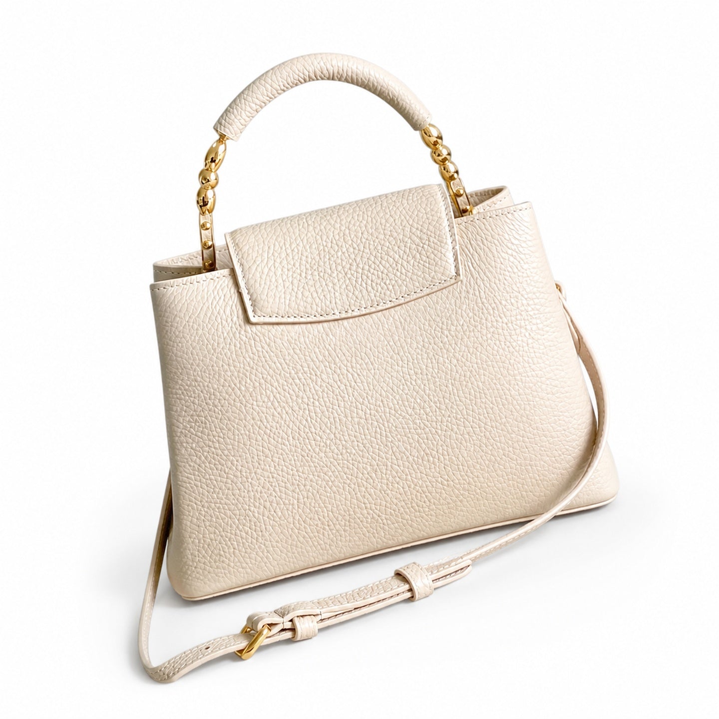 Louis Vuitton Capucines Leather White Gold Handbag