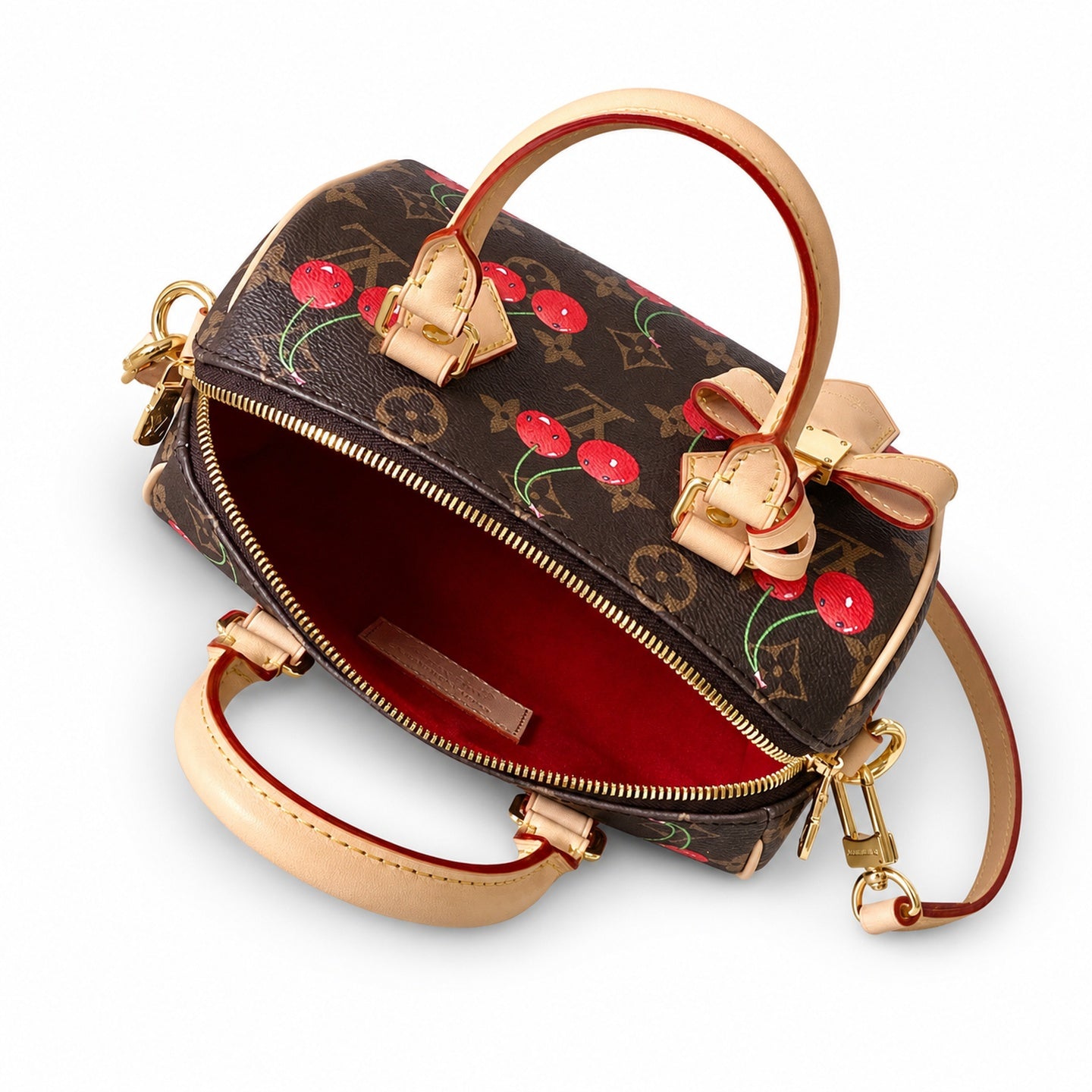 Louis Vuitton Speedy Bandouliere Takashi Murakami Canvas Leather Handbag