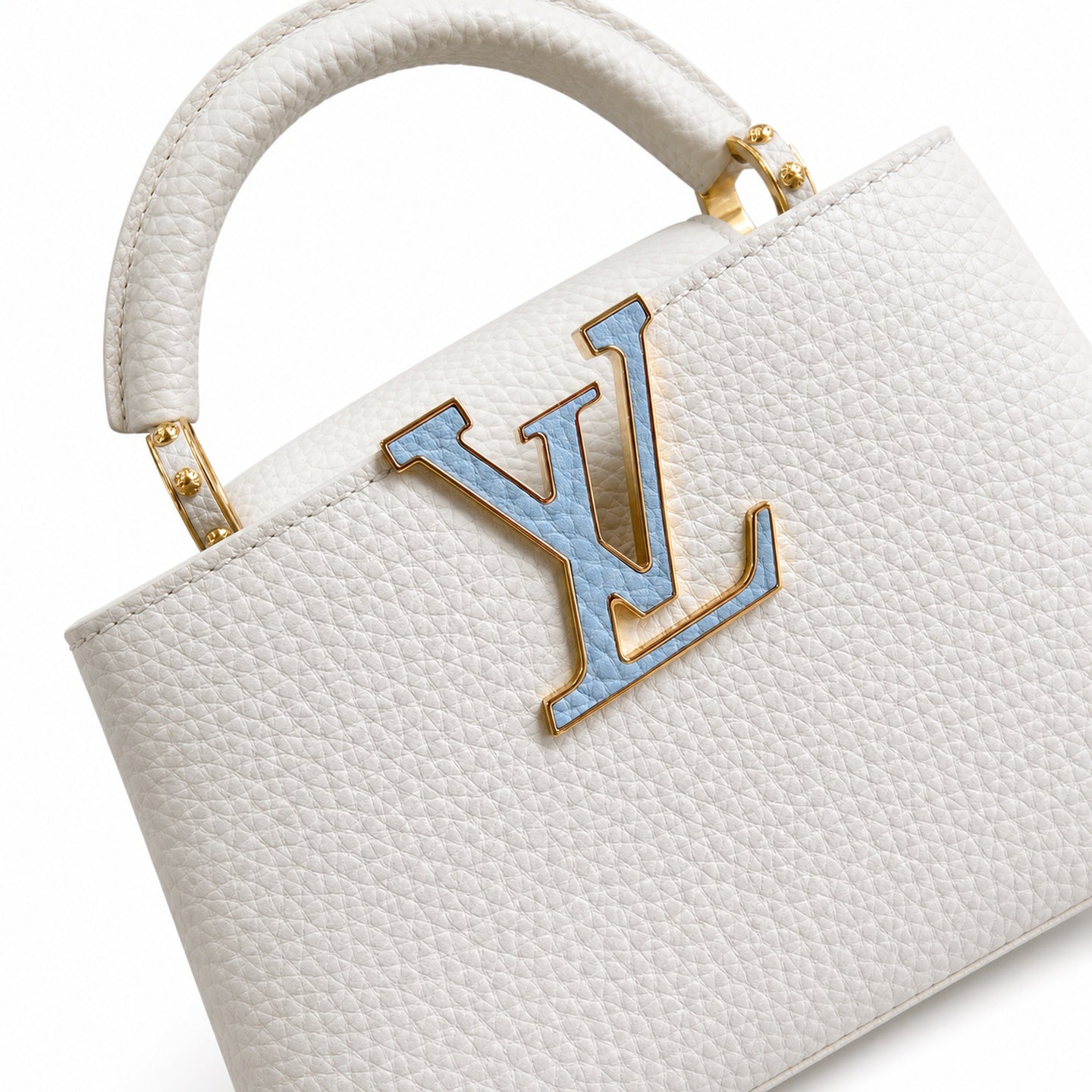 Louis Vuitton Capucines Mini Leather White Blue Handbag