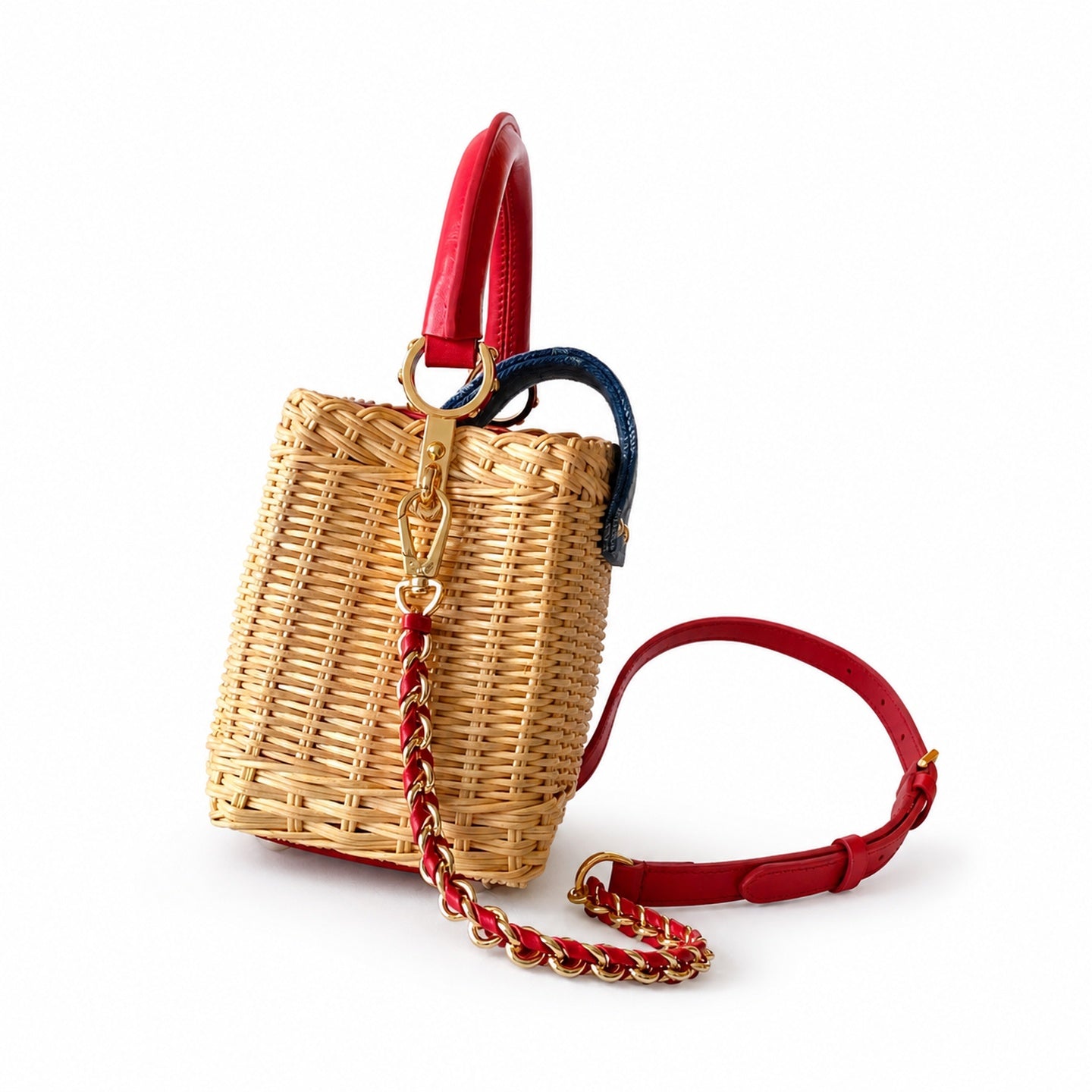 Louis Vuitton Capucines Takashi Murakami Mini Denim Leather Handbag