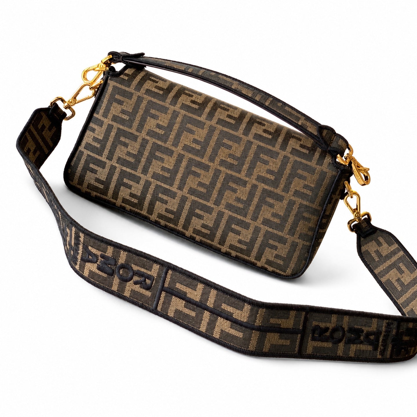 Fendi Baguette Embroidered Black Handbag