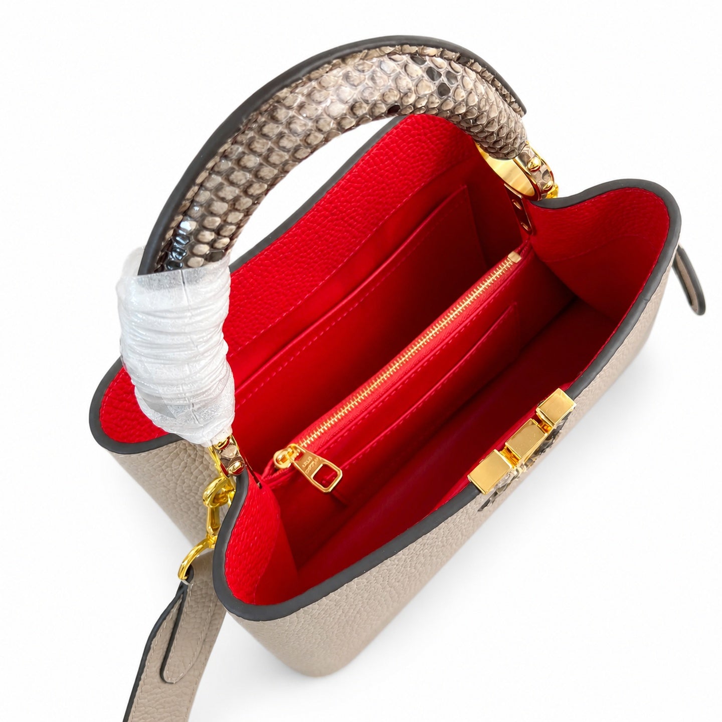 Louis Vuitton Capucines Small Snakeskin Leather Gray Handbag