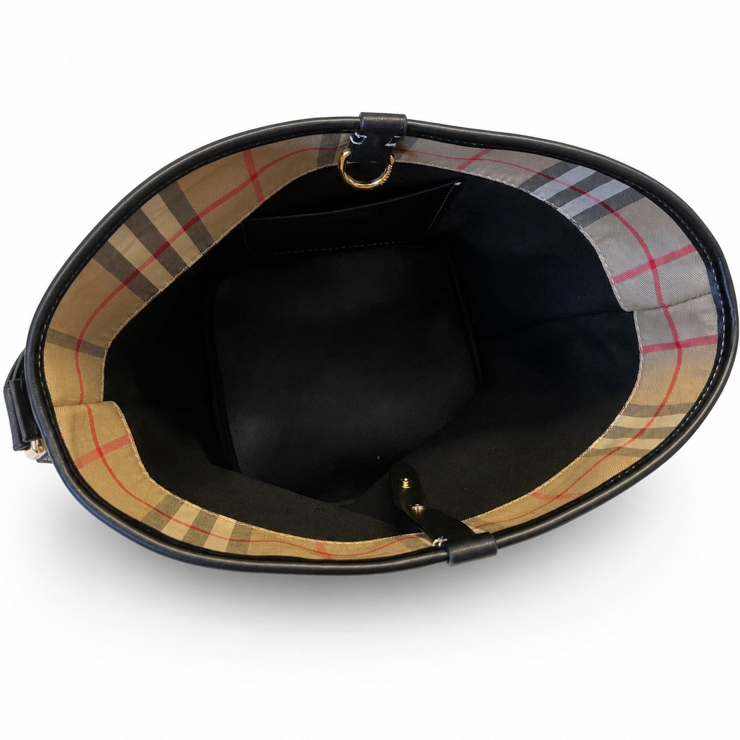 Burberry Leather Check Bucket Bag