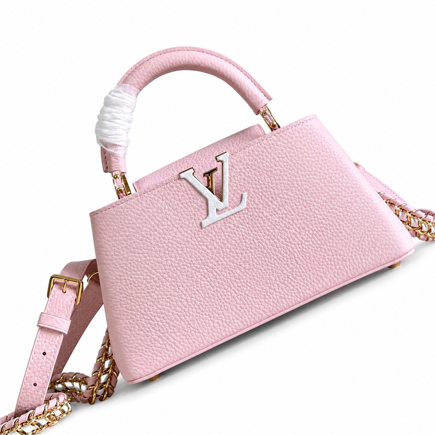 Louis Vuitton Capucines Small Knit Leather Pink Handbag