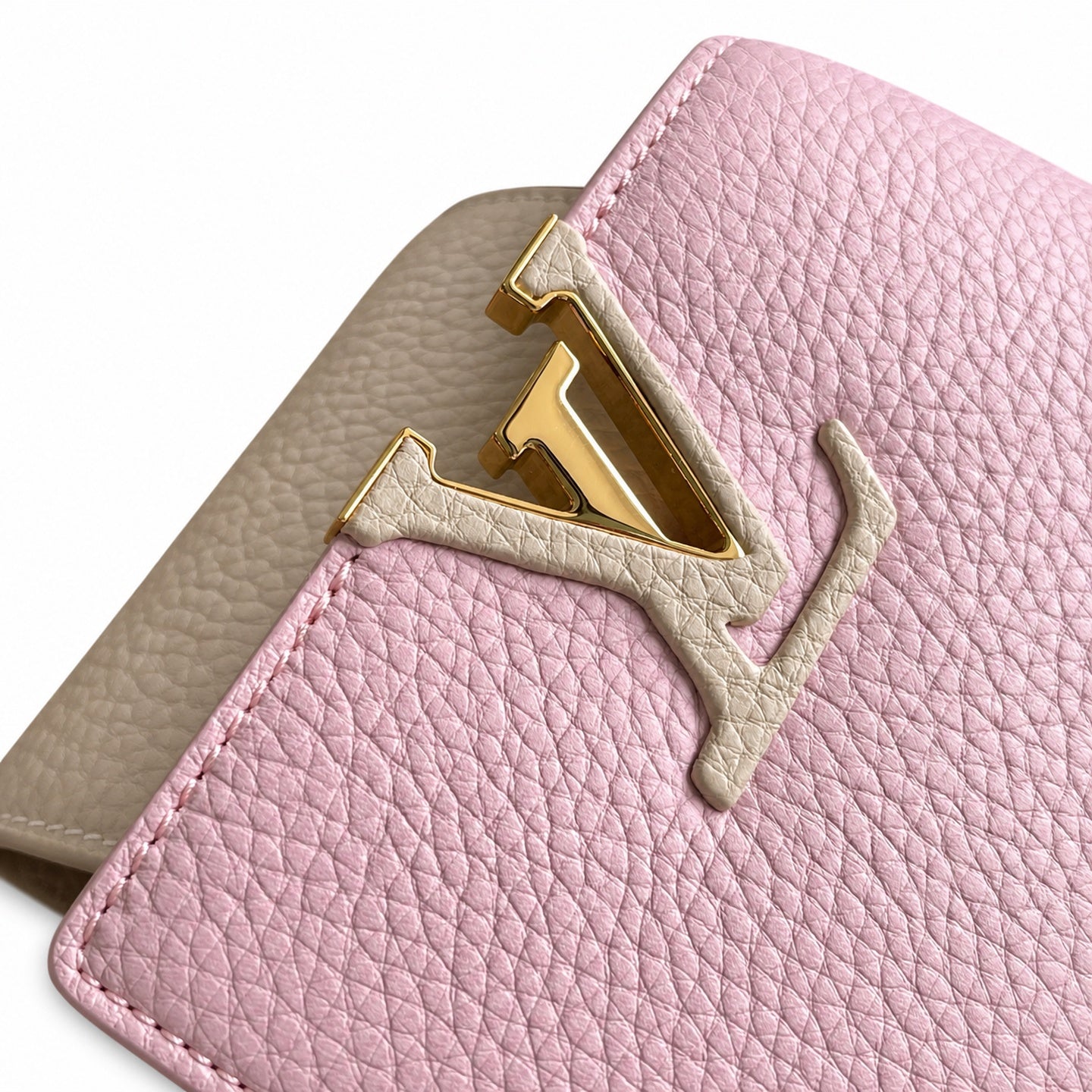 Louis Vuitton Capucines Mini Leather White Pink Gold Handbag
