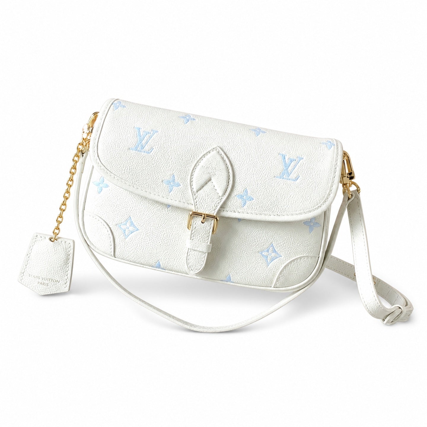 Louis Vuitton Diane Small Leather White Blue Gold Handbag