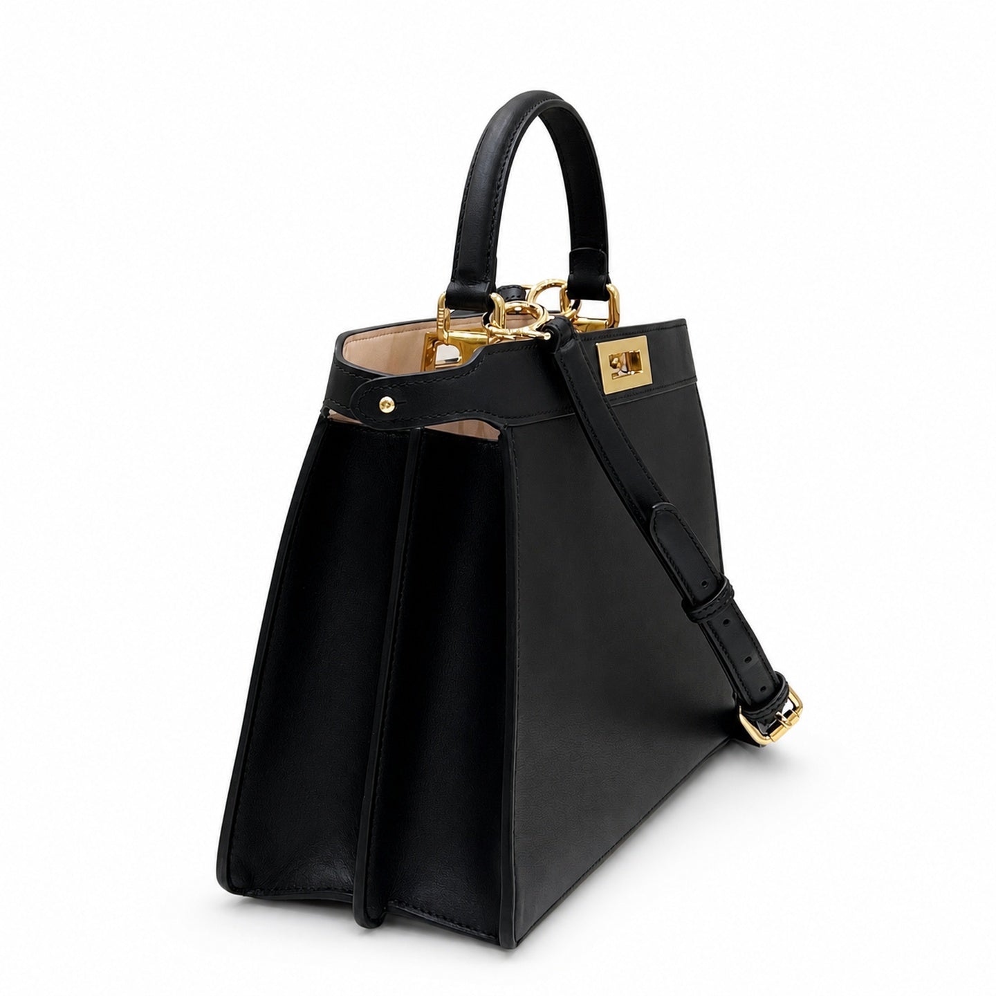 Fendi Peekaboo I See U Leather Check Black Bag