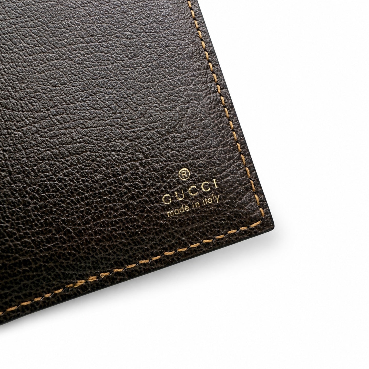 Gucci Canvas Leather Brown Gold Silver Card Holder