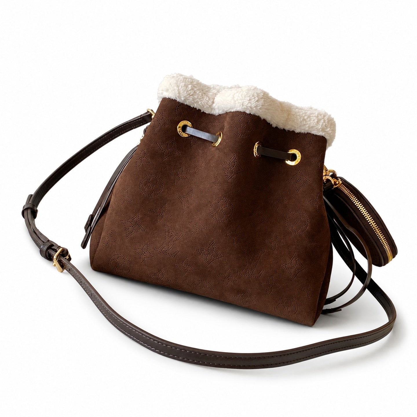 Louis Vuitton Zippy Suede Leather Handbag