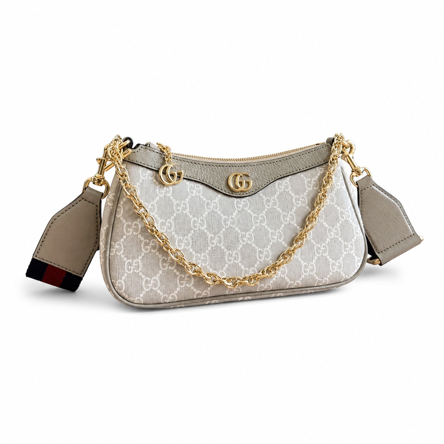 Gucci Ophidia Supreme Small Canvas Leather Beige Brown Charm