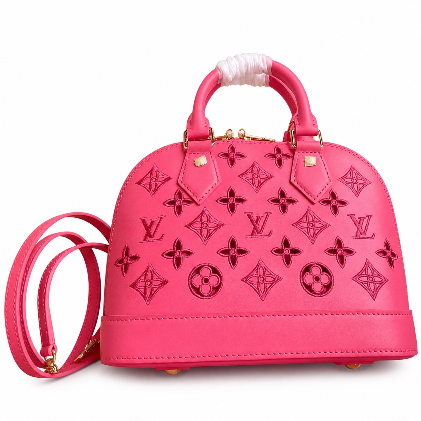 Louis Vuitton Alma Embroidered Leather Red Handbag
