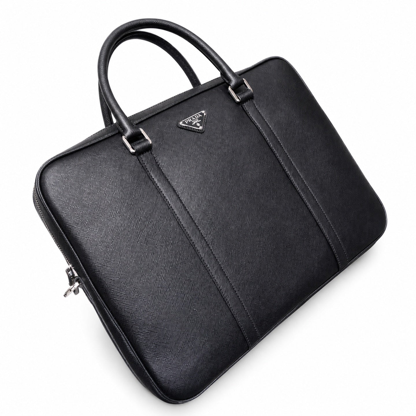 Prada Saffiano Leather Black Briefcase