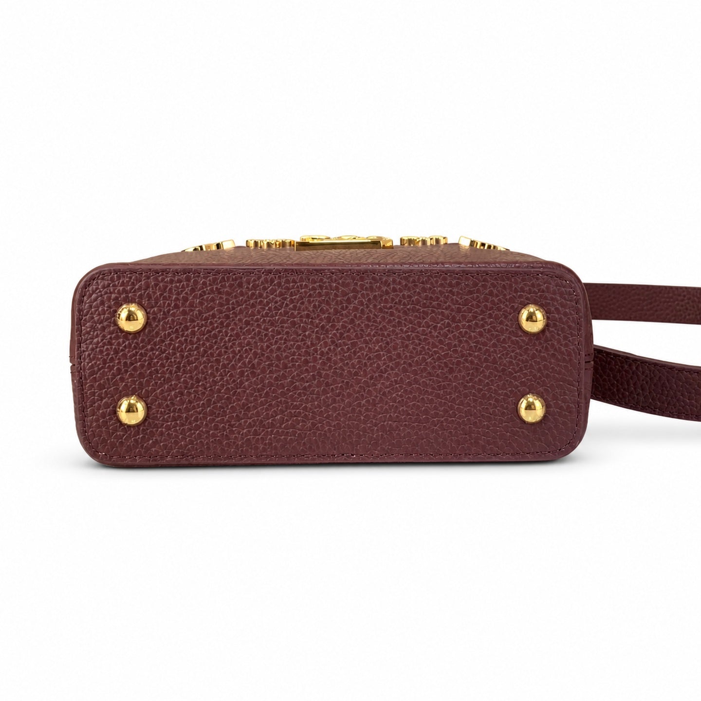 Louis Vuitton Capucines Mini Leather White Gold Burgundy Handbag