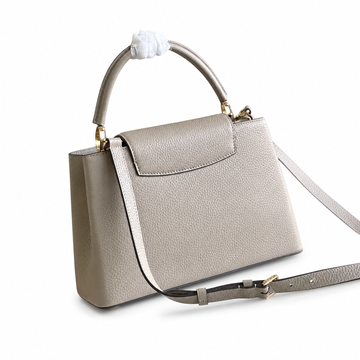Louis Vuitton Capucines Medium Snakeskin Leather Gray Gold Handbag
