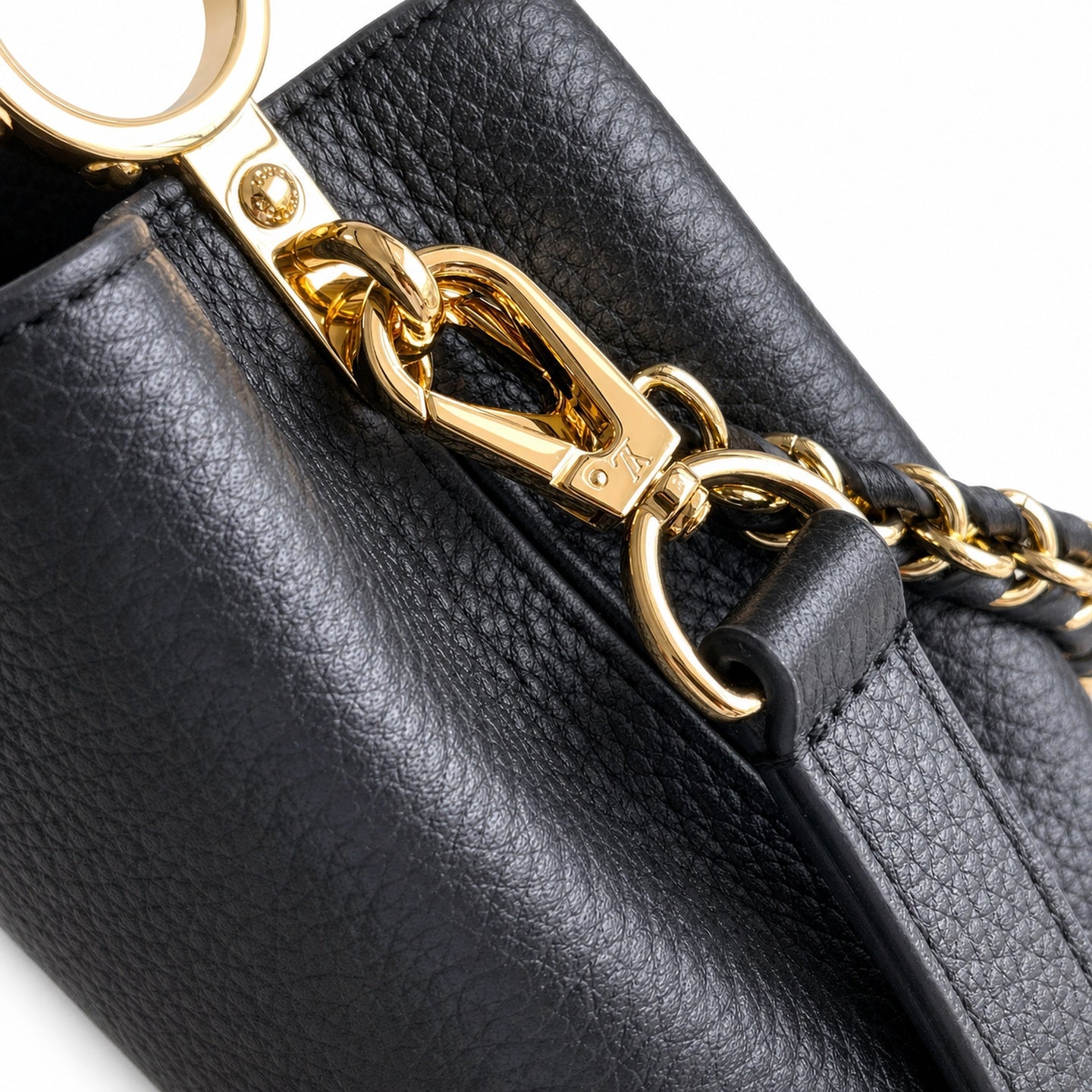 Louis Vuitton Capucines Mini Leather Black White Gold Handbag