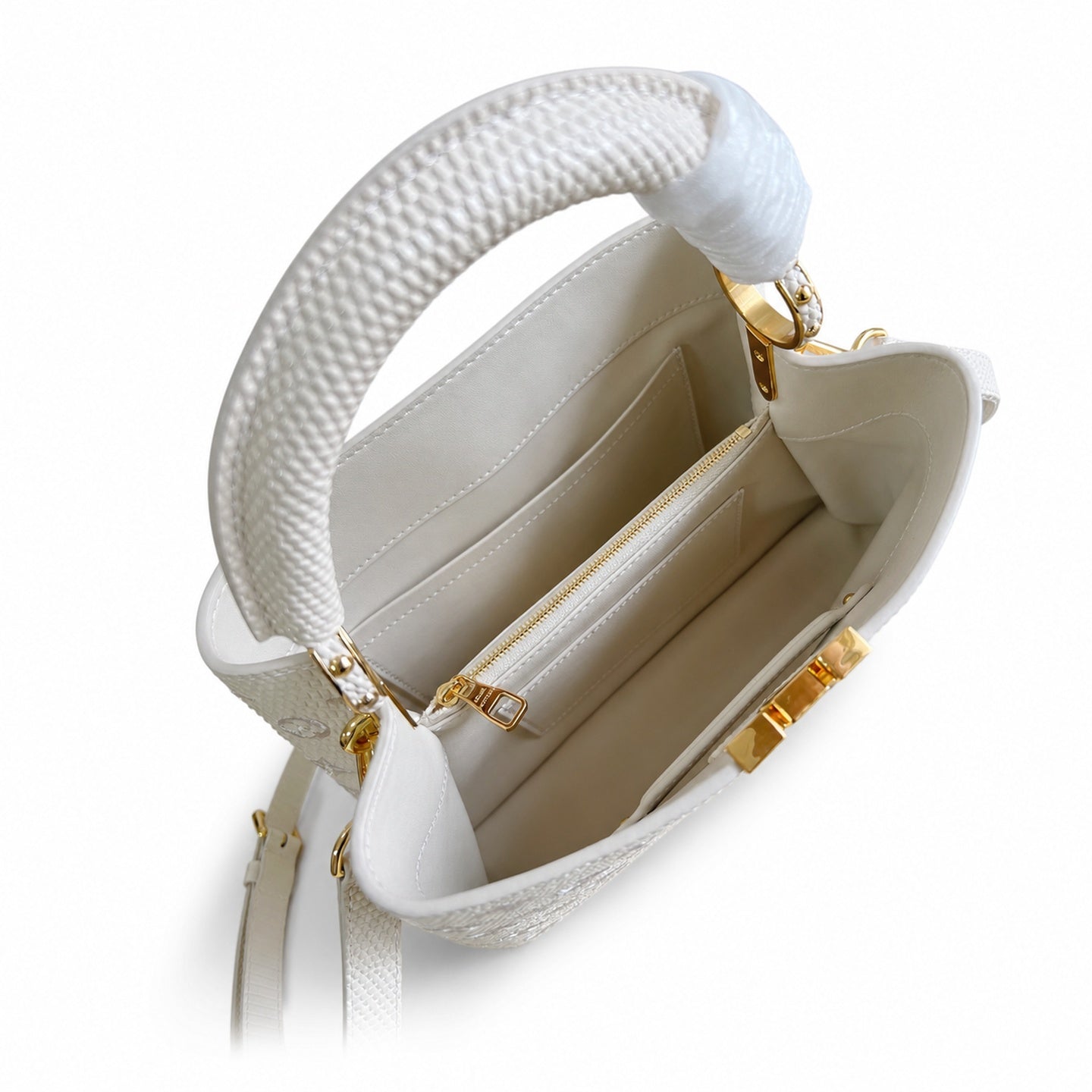Louis Vuitton Capucines Small Embroidered Leather White Handbag