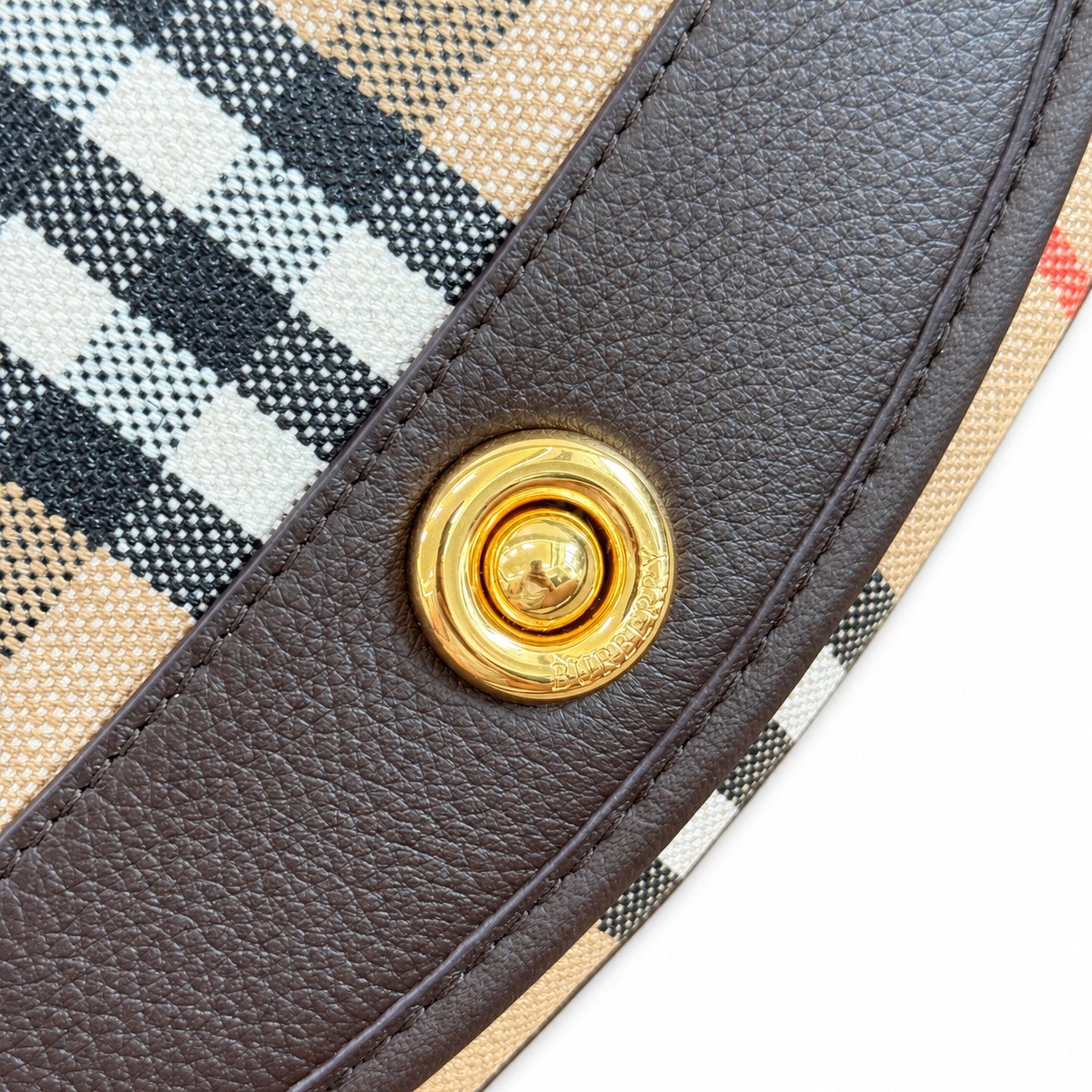 Burberry Highlands Cotton Leather Check Crossbody Bag