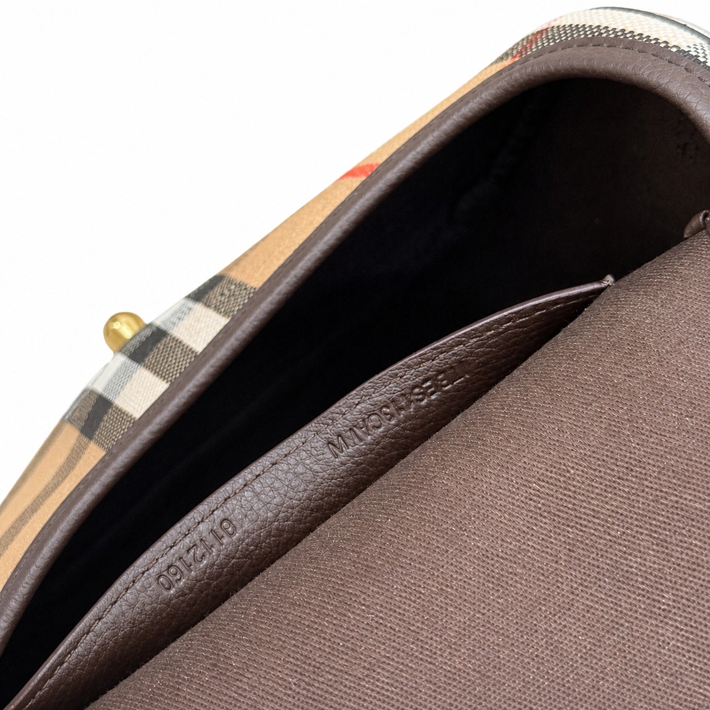 Burberry Highlands Cotton Leather Check Crossbody Bag
