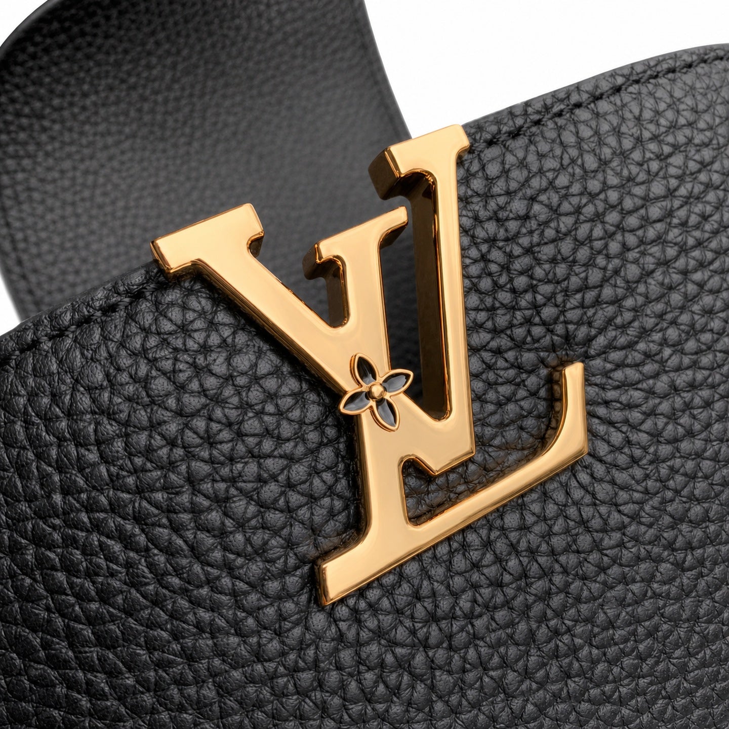 Louis Vuitton Capucines Mini Leather Black Gold Handbag