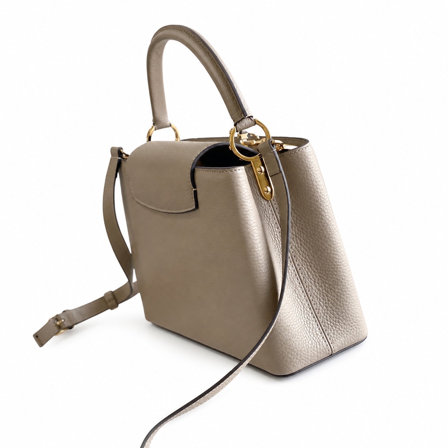 Louis Vuitton Capucines Medium Snakeskin Leather Gray Gold Handbag