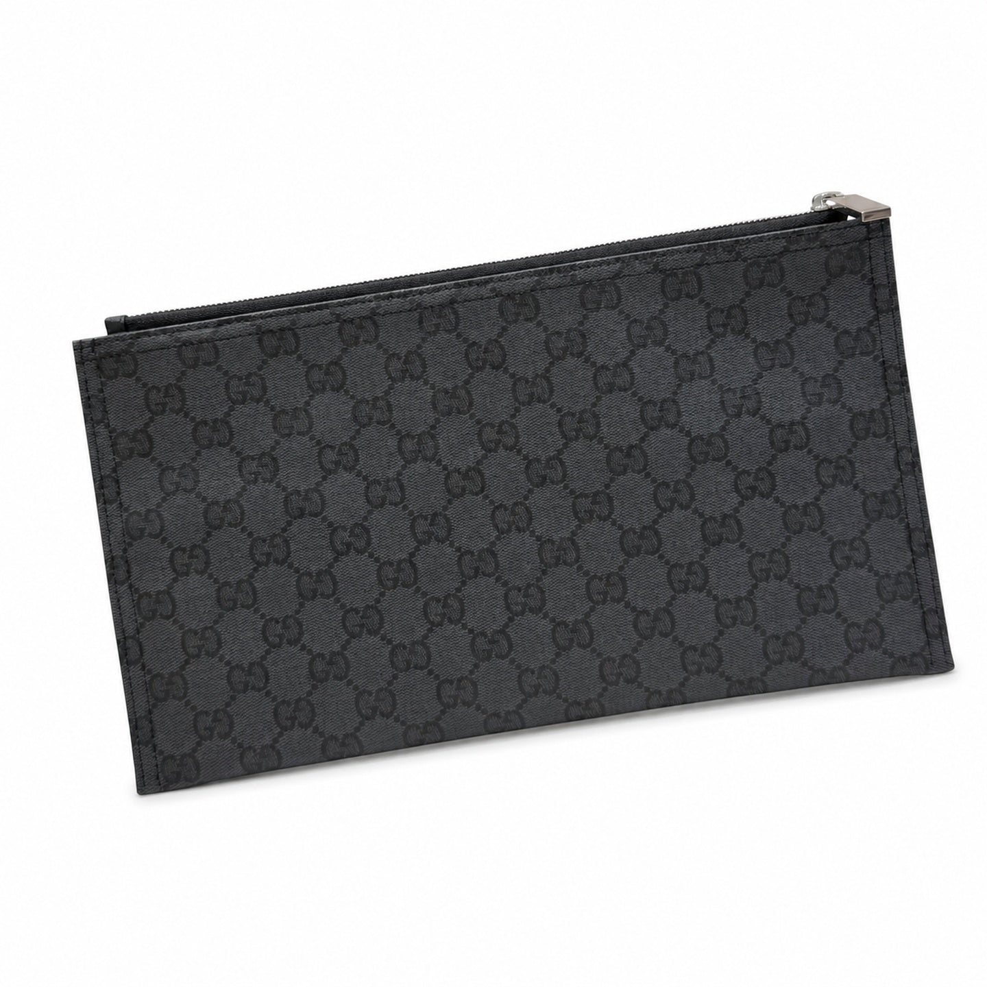 Gucci Small Canvas Leather Black Silver Clutch