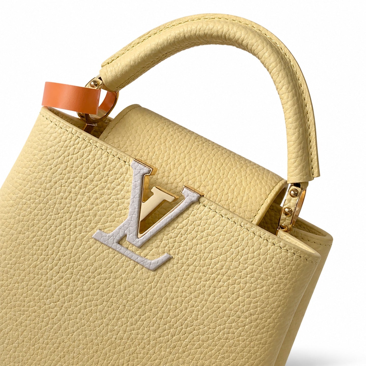 Louis Vuitton Capucines Small Leather Black Yellow Handbag