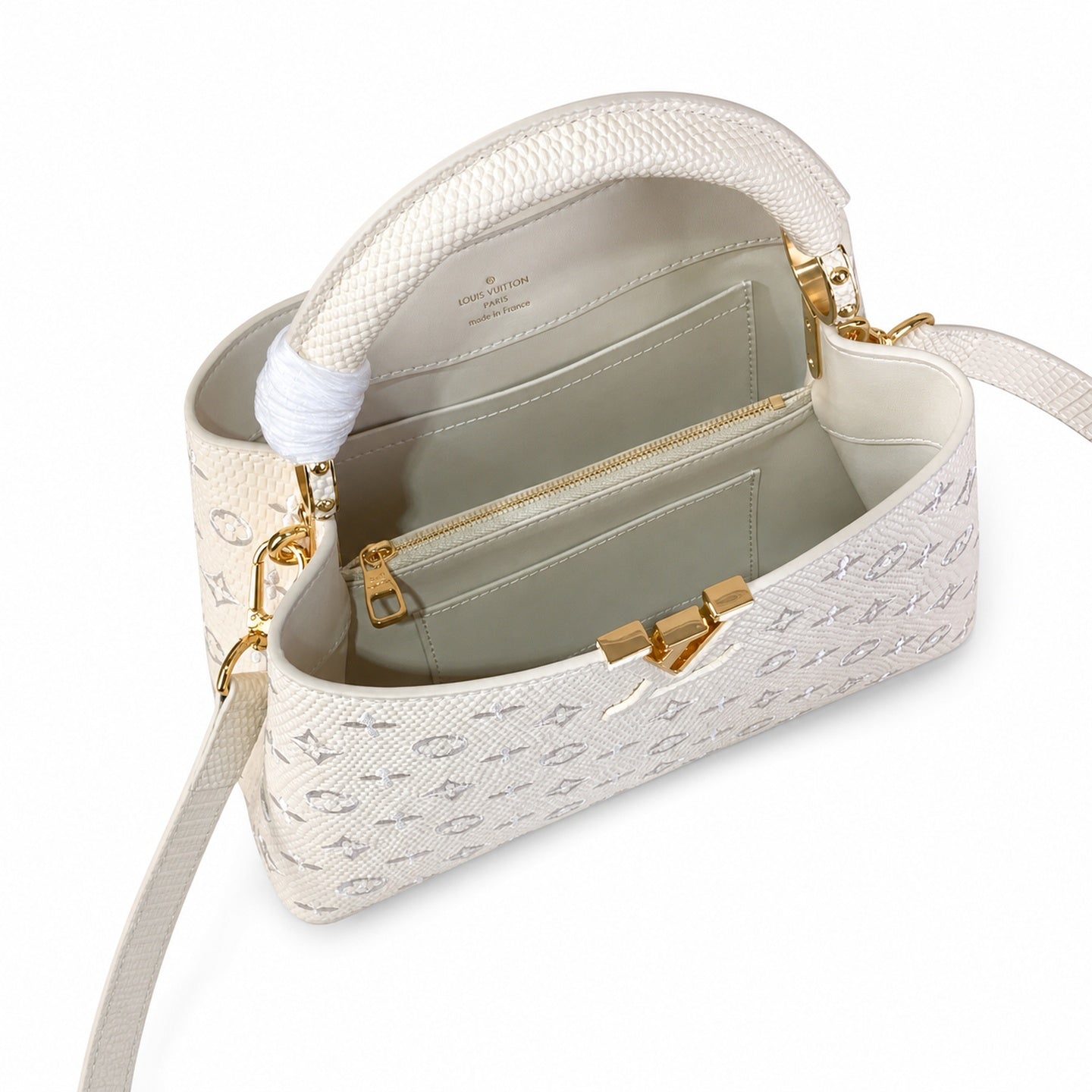 Louis Vuitton Capucines Jacquard Leather White Handbag