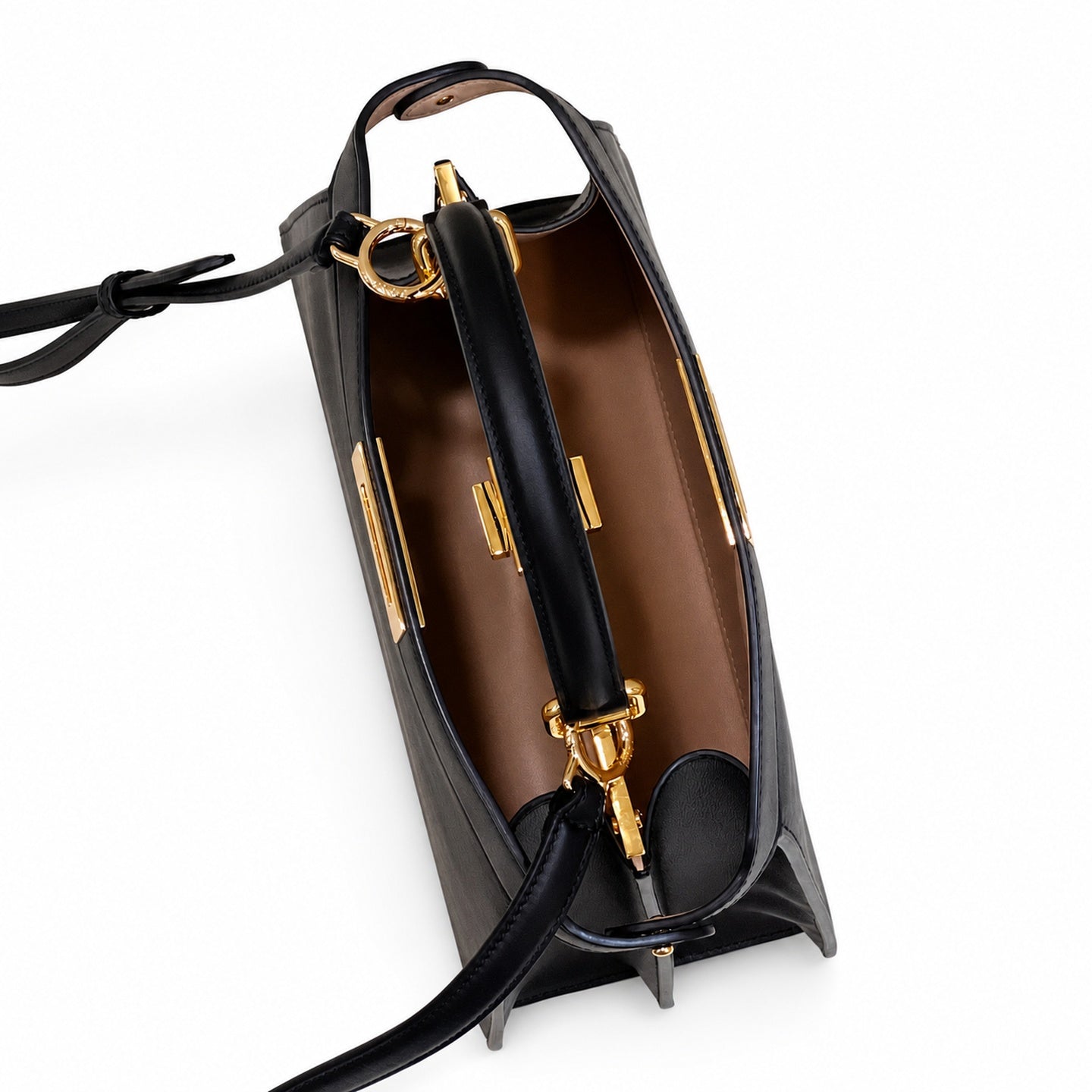 Fendi Peekaboo I See U Leather Check Black Bag