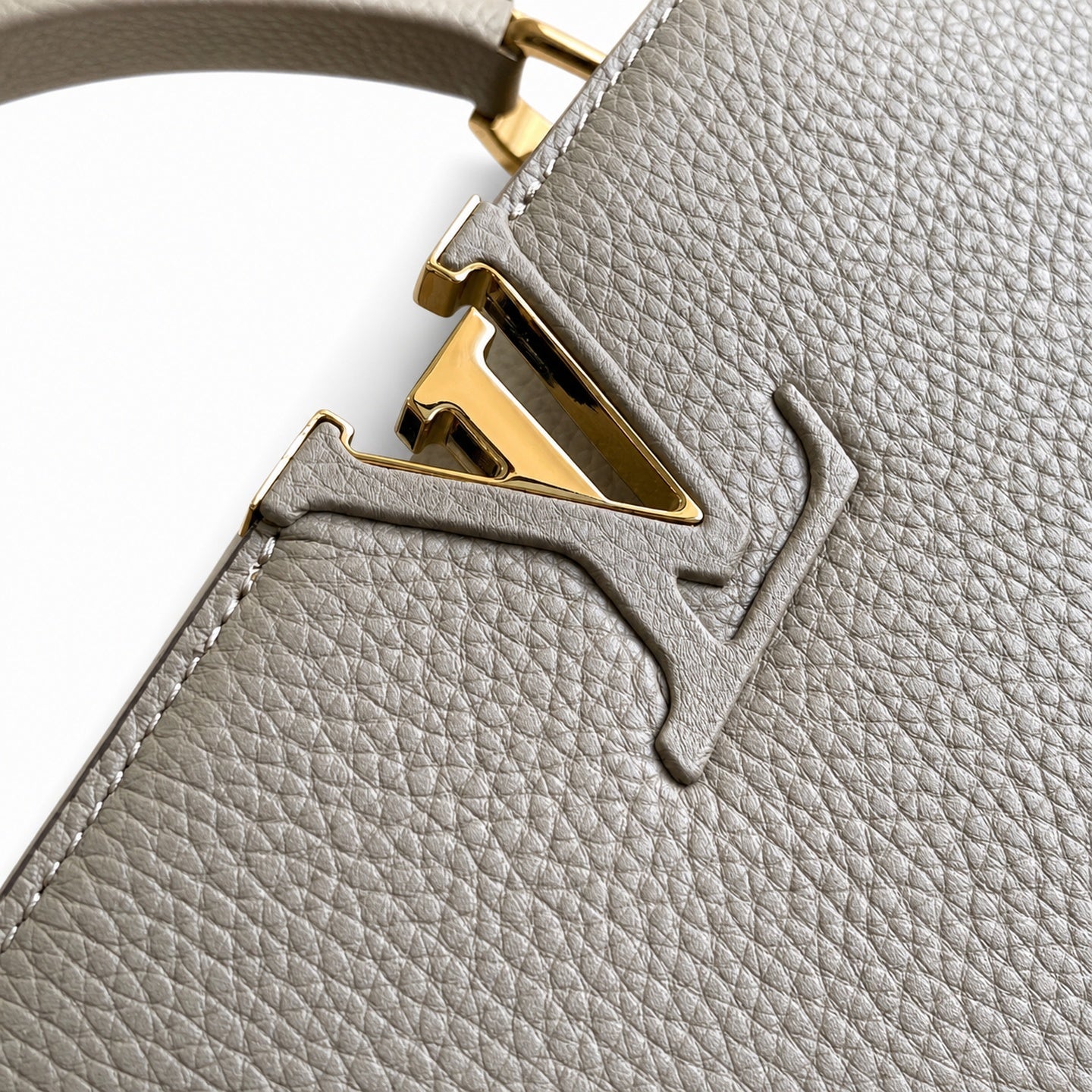 Louis Vuitton Capucines Medium Snakeskin Leather Gray Gold Handbag